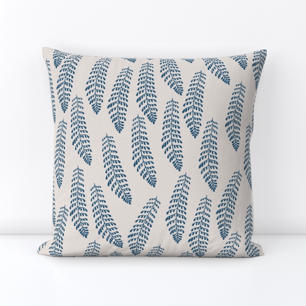 Sword Fern Enamel Blue on Natural