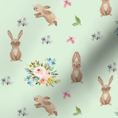 Spring Time Fun Bunnies / Minty Green