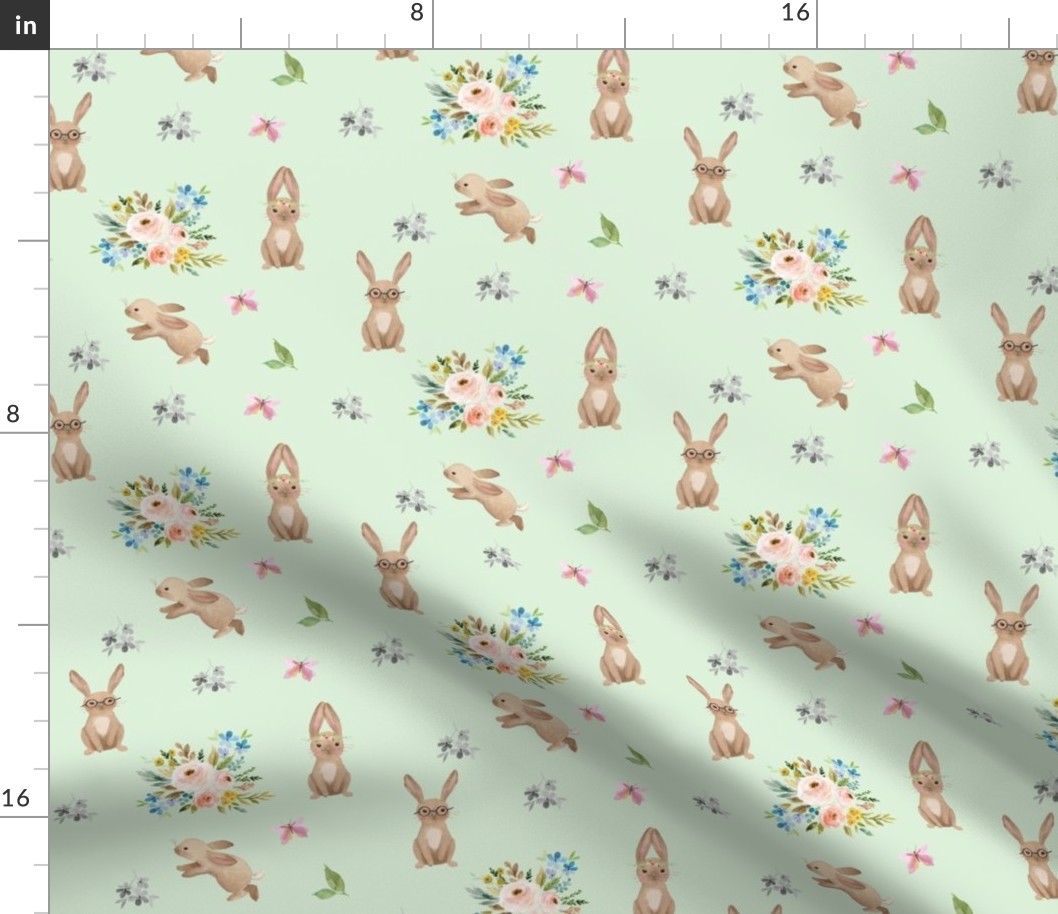 Spring Time Fun Bunnies / Minty Green