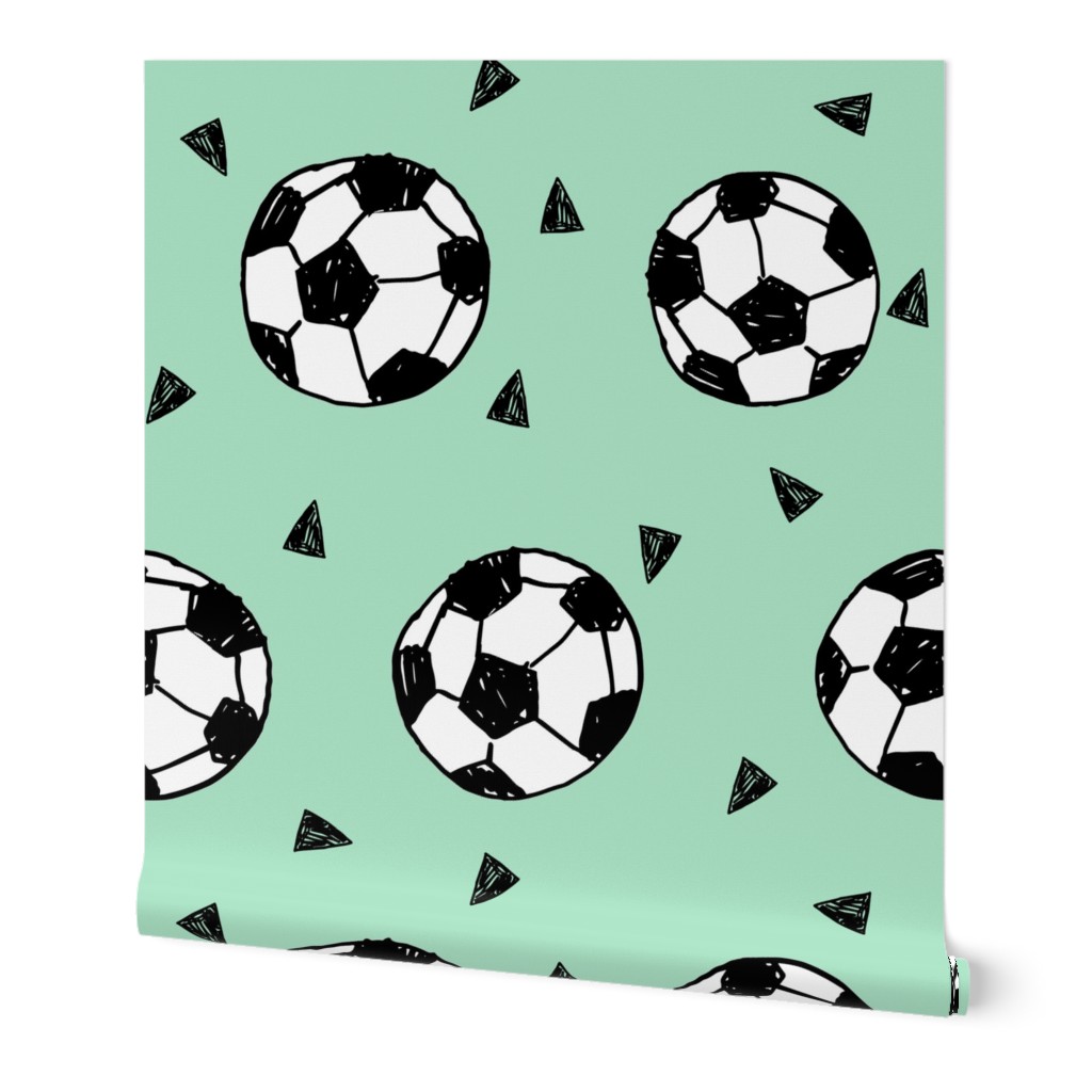 soccer fabric // mint green soccer football fabric boys sports fabric girls sports 