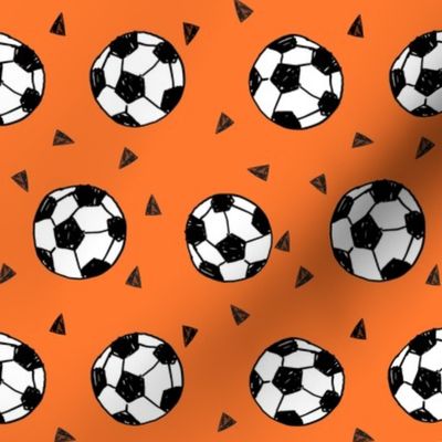 soccer fabric // orange soccer balls fabric football fabric sports play fabric