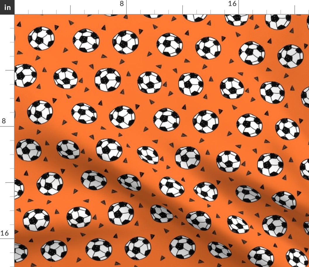 soccer fabric // orange soccer balls fabric football fabric sports play fabric