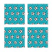 soccer fabric // teal blue soccer ball fabric football fabric kids sports fabrc