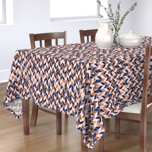 Mini Chevron Navy And Pink Cotton Sateen Tablecloth by Spoonflower Chevron Rose Pink Navy Blue by charlottewinter Herringbone Tablecloth