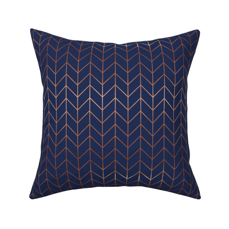 navy blue chevron fabric rose gold - Spoonflower