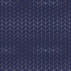 navy blue chevron fabric rose gold metallic effect