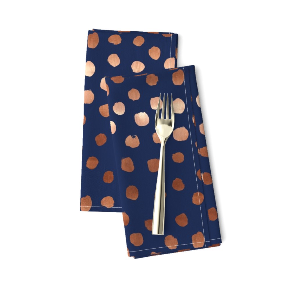 rose gold navy fabric dots painted dot fabric