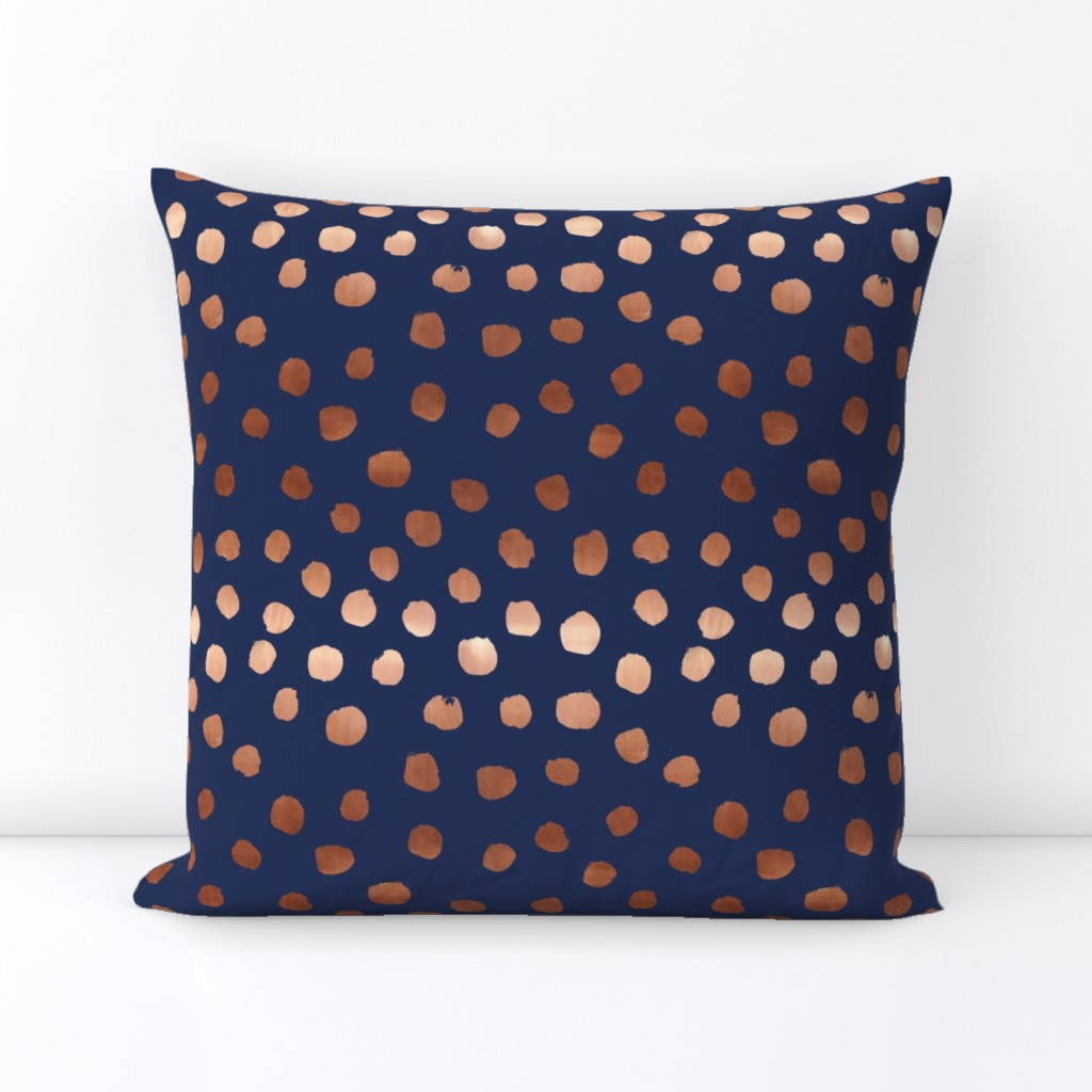 rose gold navy fabric dots painted dot fabric