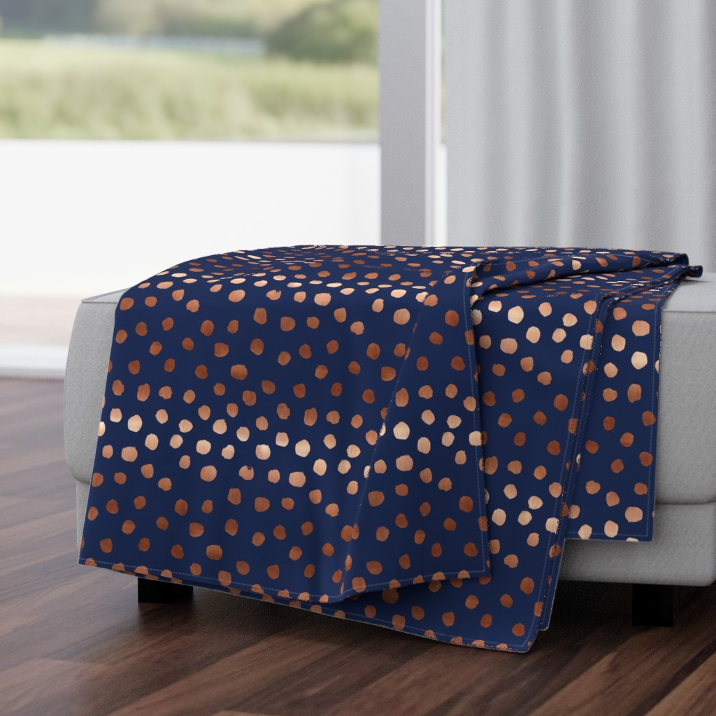 rose gold navy fabric dots painted dot fabric