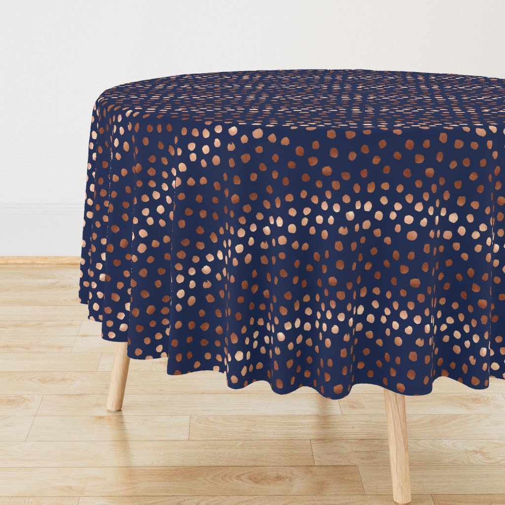 rose gold navy fabric dots painted dot fabric