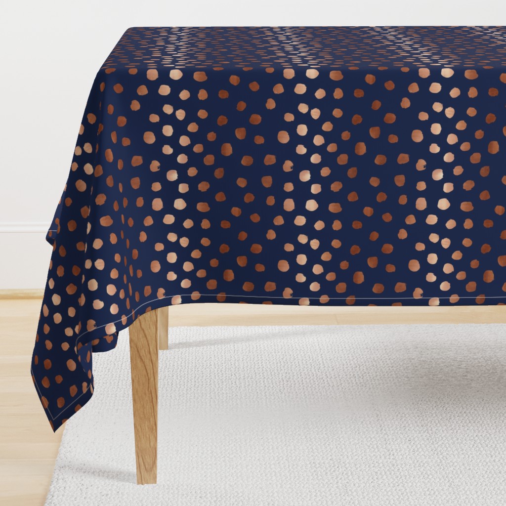 rose gold navy fabric dots painted dot fabric