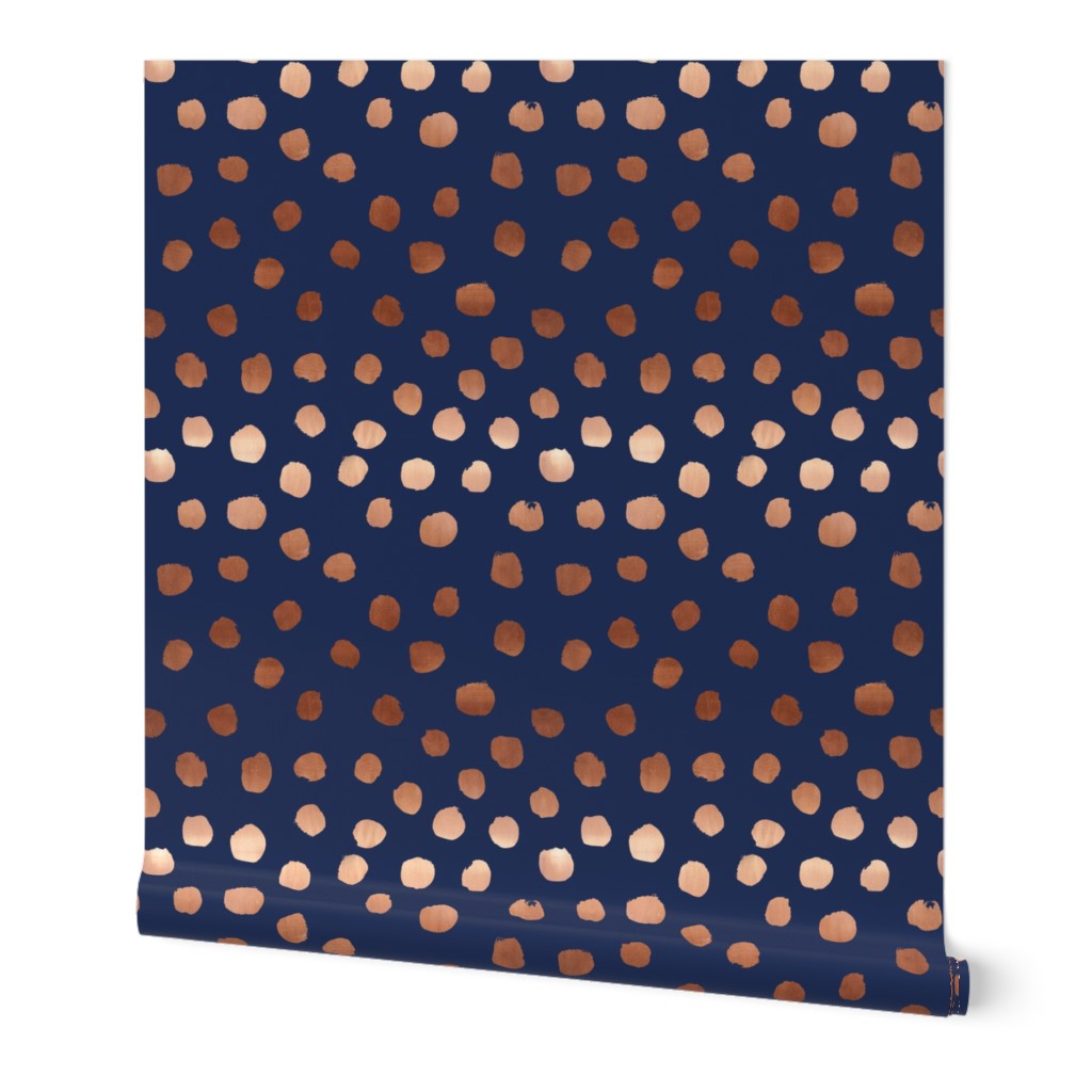 rose gold navy fabric dots painted dot fabric