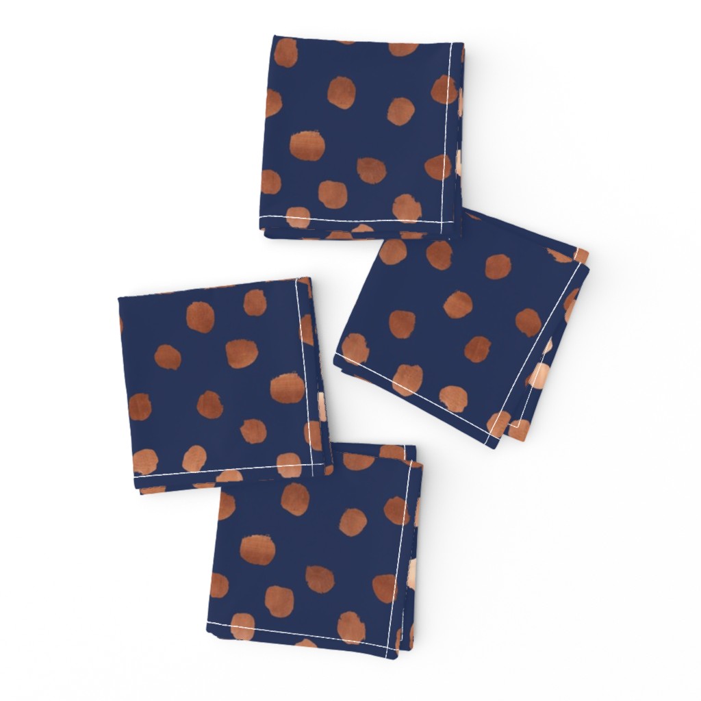 rose gold navy fabric dots painted dot fabric