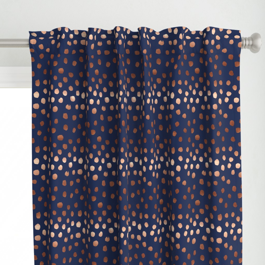 rose gold navy fabric dots painted dot fabric