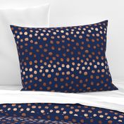 rose gold navy fabric dots painted dot fabric