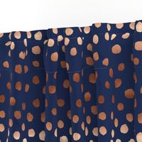 rose gold navy fabric dots painted dot fabric