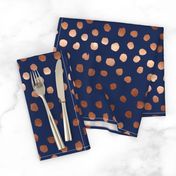 rose gold navy fabric dots painted dot fabric