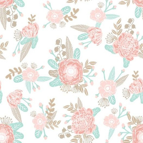 soft neutral pink and taupe florals fabric