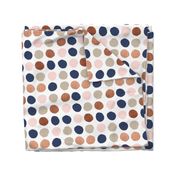 dots rose gold navy blue, taupe and blush pink dot fabric