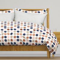 dots rose gold navy blue, taupe and blush pink dot fabric