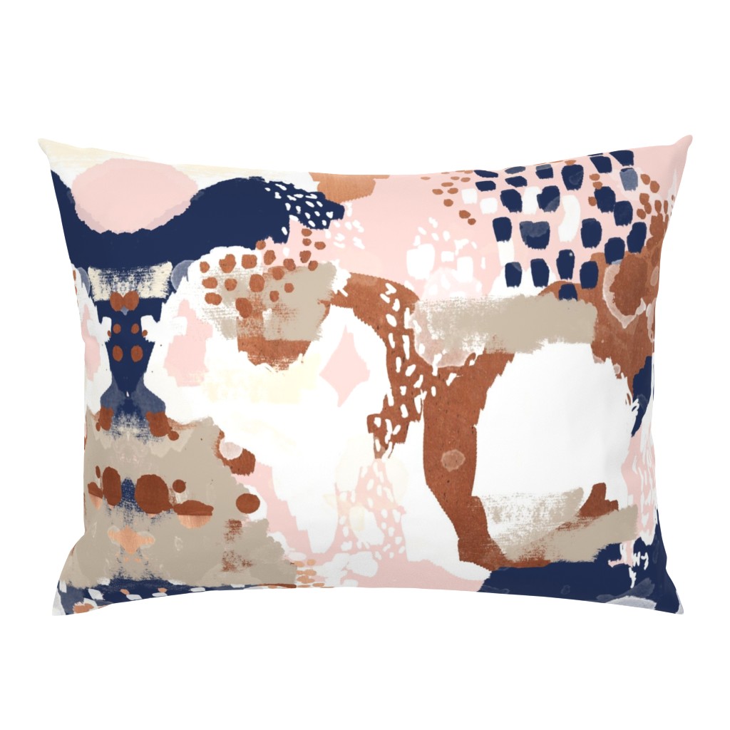 sonia abstract fabric painted rose gold blush pink and navy fabric