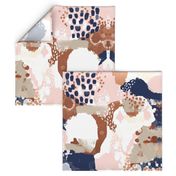 sonia abstract fabric painted rose gold blush pink and navy fabric