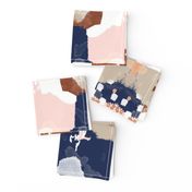 sonia abstract fabric painted rose gold blush pink and navy fabric