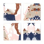 sonia abstract fabric painted rose gold blush pink and navy fabric