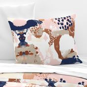 sonia abstract fabric painted rose gold blush pink and navy fabric