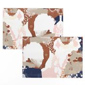 sonia abstract fabric painted rose gold blush pink and navy fabric