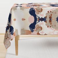 sonia abstract fabric painted rose gold blush pink and navy fabric