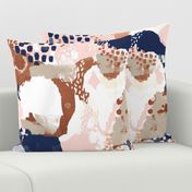 sonia abstract fabric painted rose gold blush pink and navy fabric