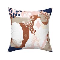 sonia abstract fabric painted rose gold blush pink and navy fabric