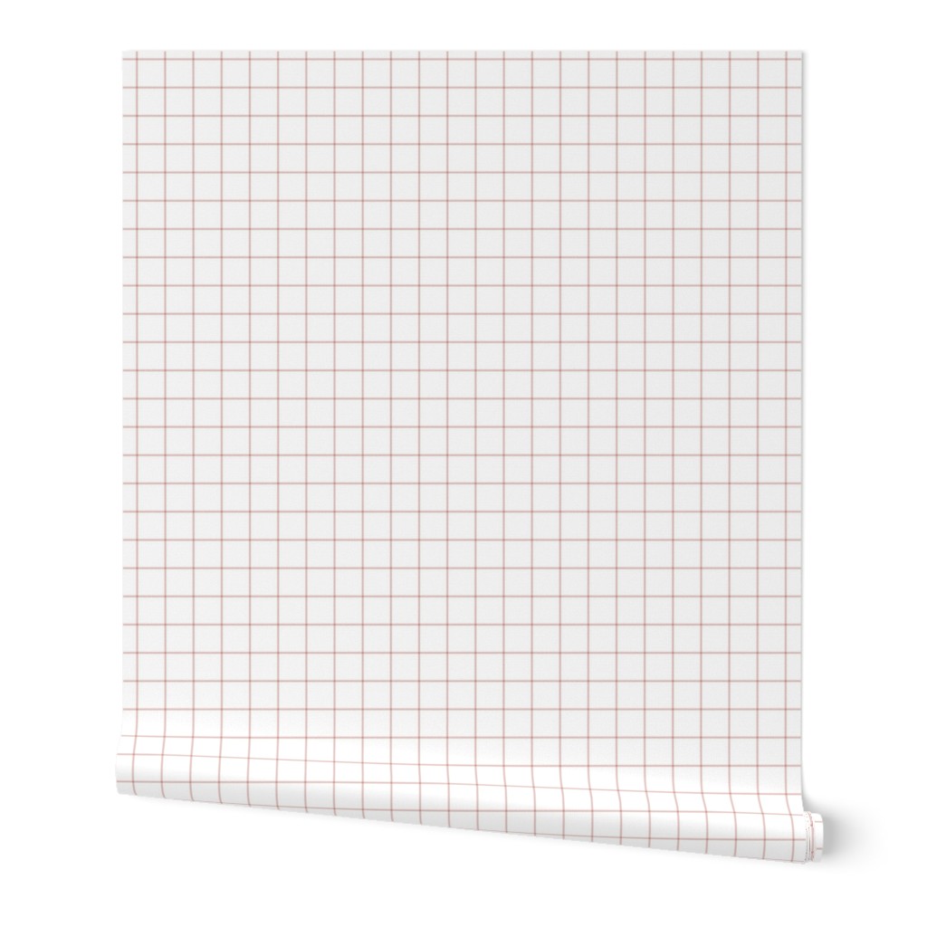 dusty pink windowpane grid 1" square check graph paper