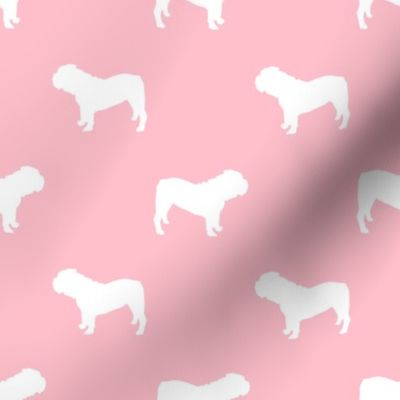 English Bulldog silhouette dog fabric blososm