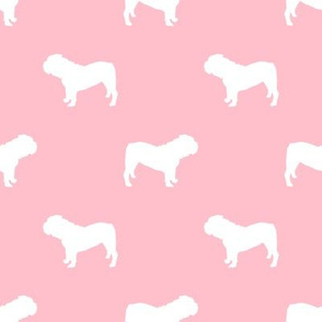 English Bulldog silhouette dog fabric blososm