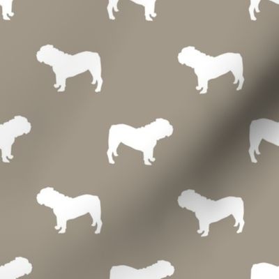 English Bulldog silhouette dog fabric medium brown