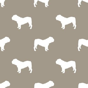 English Bulldog silhouette dog fabric medium brown