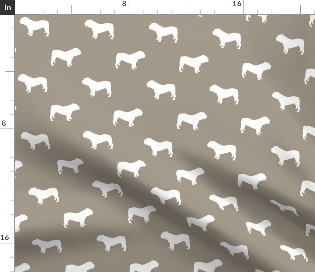 English Bulldog silhouette dog fabric medium brown