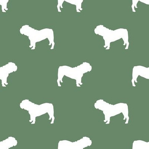 English Bulldog silhouette dog fabric medium green