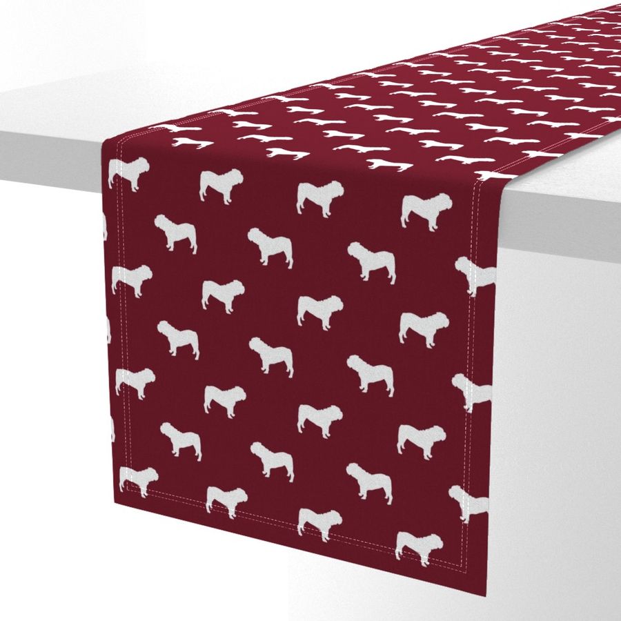 English Bulldog silhouette dog fabric ruby