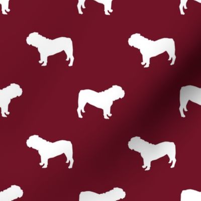 English Bulldog silhouette dog fabric ruby