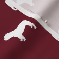 English Bulldog silhouette dog fabric ruby