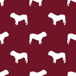 English Bulldog silhouette dog fabric ruby