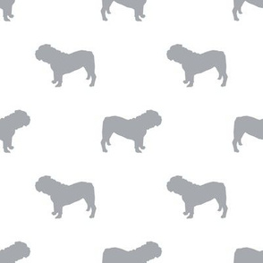 English Bulldog silhouette dog fabric grey