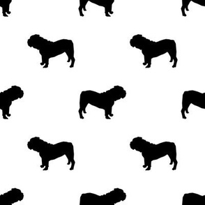English Bulldog silhouette dog fabric white