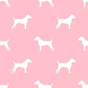 jack russell silhouette fabric dog silhouette fabric - blossom pink