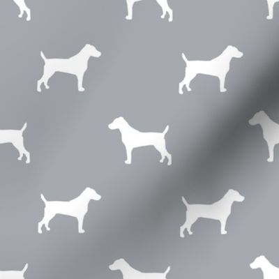 jack russell silhouette fabric dog silhouette fabric - grey