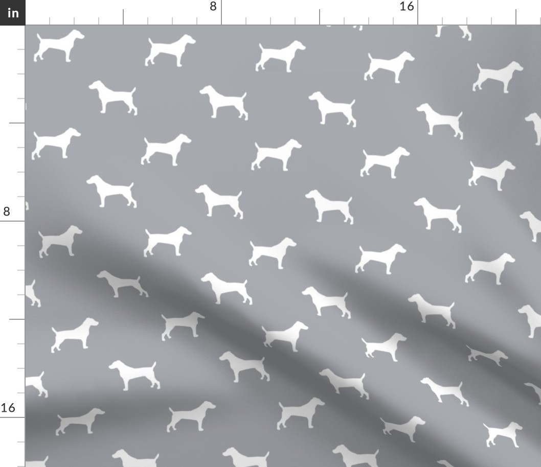 jack russell silhouette fabric dog silhouette fabric - grey