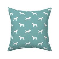 jack russell silhouette fabric dog silhouette fabric - gulf blue